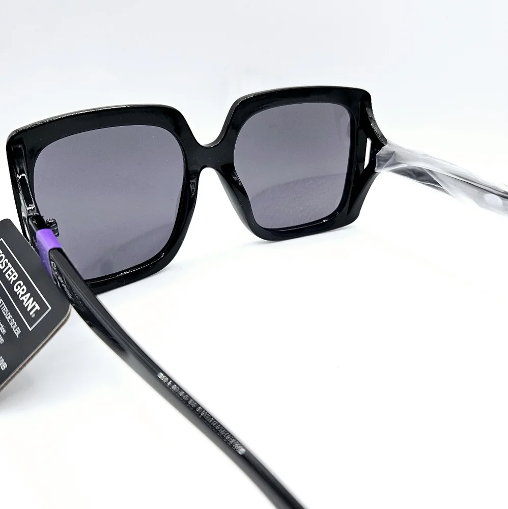 Foster Grant Black Square Oversized Sunglasses - Picture 3 of 5